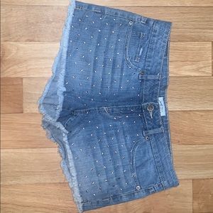 Denim shorts with tiny studs. Size 7/8 (medium)